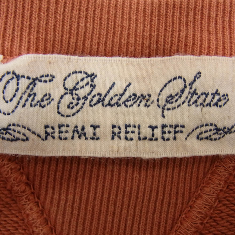 REMI RELIEF レミレリーフ 両Vガゼット スウェット トレーナー オレンジ系 L【中古】