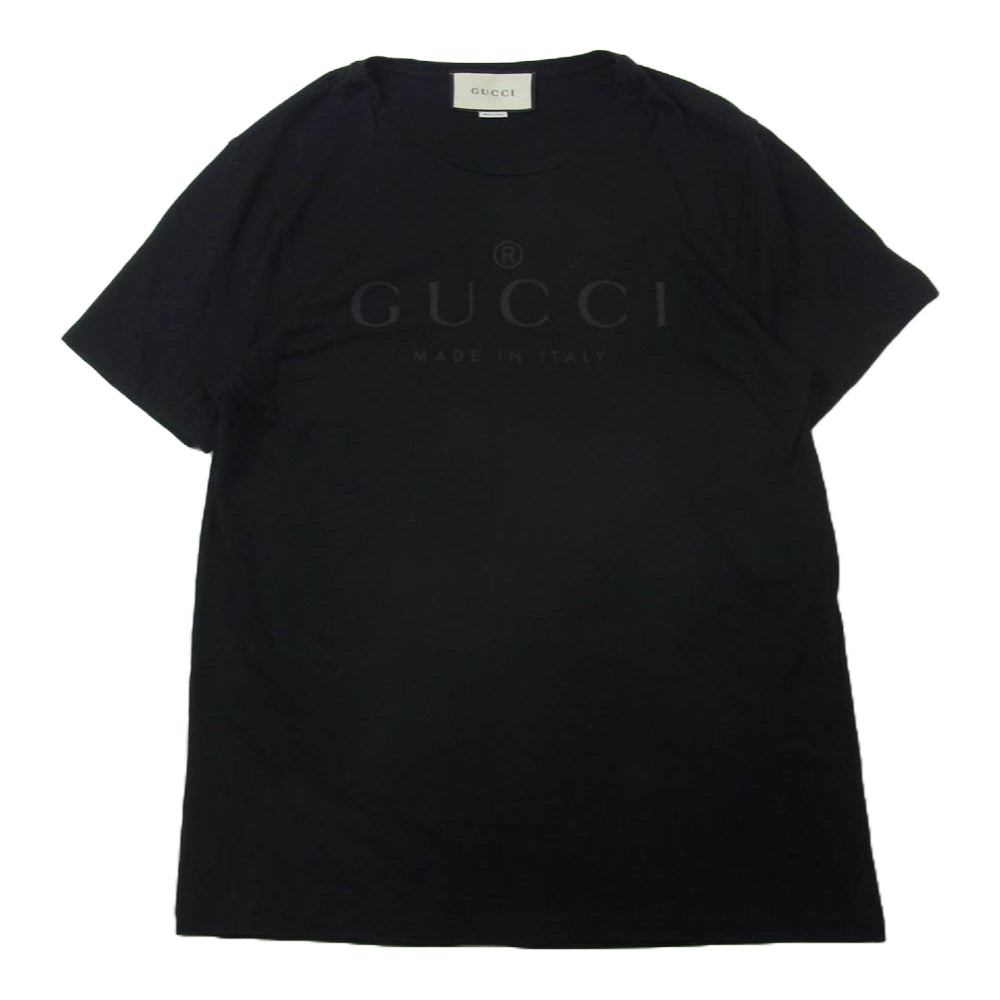 GUCCI グッチ 18SS 441685 X3A80 イタリア製 ロゴ プリント クルーネック Tシャツ ブラック系 L【中古】