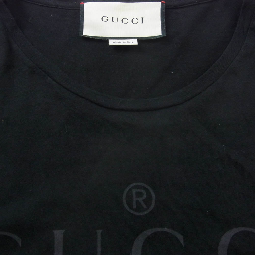 GUCCI グッチ 18SS 441685 X3A80 イタリア製 ロゴ プリント クルーネック Tシャツ ブラック系 L【中古】