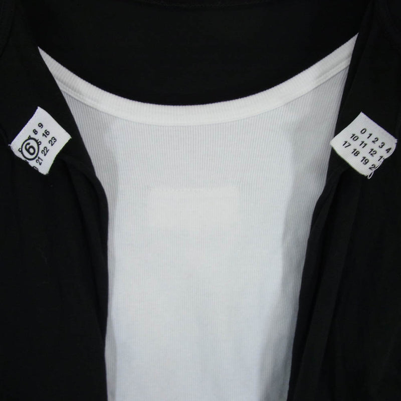 MAISON MARGIELA メゾンマルジェラ 24SS S52GC0302 MM6 エムエムシックス ibrida オープンバック ダンクトップドッキング レイヤード Tシャツ 半袖 ブラック系 L【美品】【中古】