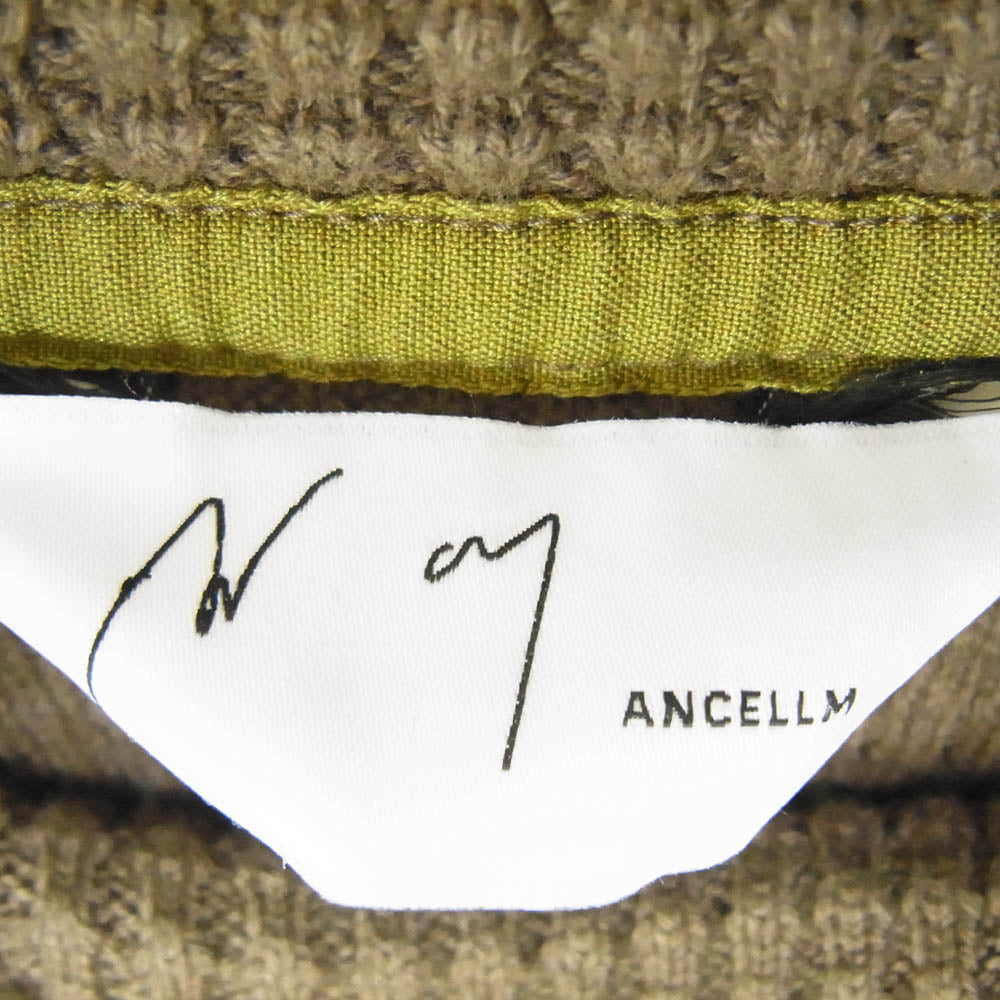 ANCELLM アンセルム ANC-CT73 HEAVYWAFFLE DAMAGE LS T-SHIRT ヘビー ワッフル ダメージ加工 長袖 タートルネック カットソー オリーブ系 1【極上美品】【中古】
