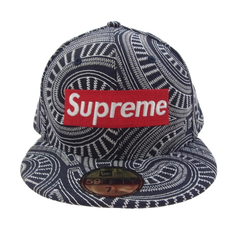 Supreme シュプリーム 14SS × New Era Uptown Box Logo Cap アップタウン ボックスロゴ ベースボールキャップ ネイビー系 59.6cm【中古】