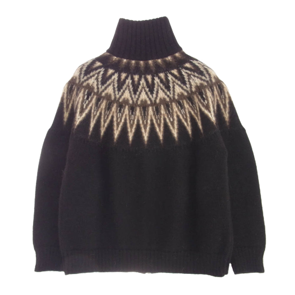 markaware マーカウェア 23AW A23C-12SW03C SNOW PATTERN DRIVER'S JUMPER ドライバーズニット ノルディック柄 ジップ アルパカ カーディガン ブラウン系 1【中古】