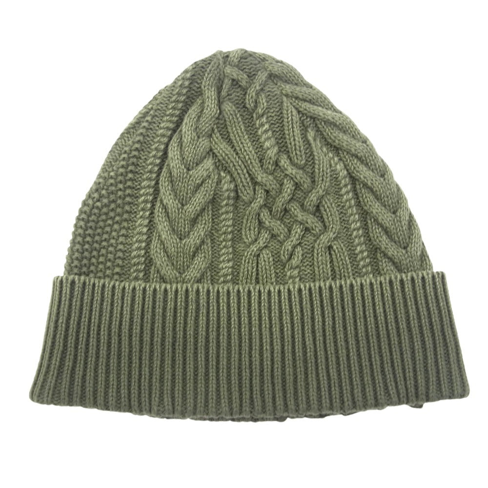 NEIGHBORHOOD ネイバーフッド 24AW 24213NH-HT01 WASHED CABLE BEANIE ストーン バイオウォッシュ加工ビーニー ケーブル編み ニットキャップ カーキ系 F【新古品】【未使用】【中古】