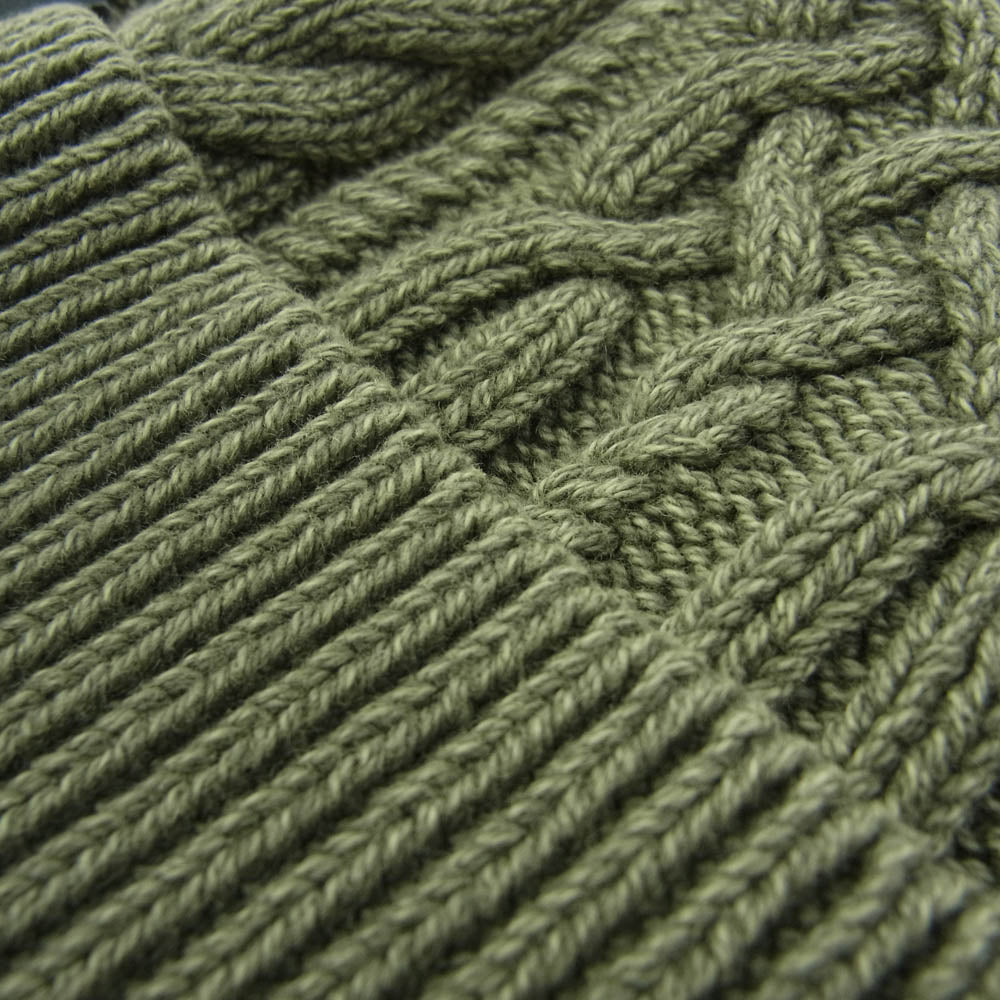 NEIGHBORHOOD ネイバーフッド 24AW 24213NH-HT01 WASHED CABLE BEANIE ストーン バイオウォッシュ加工ビーニー ケーブル編み ニットキャップ カーキ系 F【新古品】【未使用】【中古】