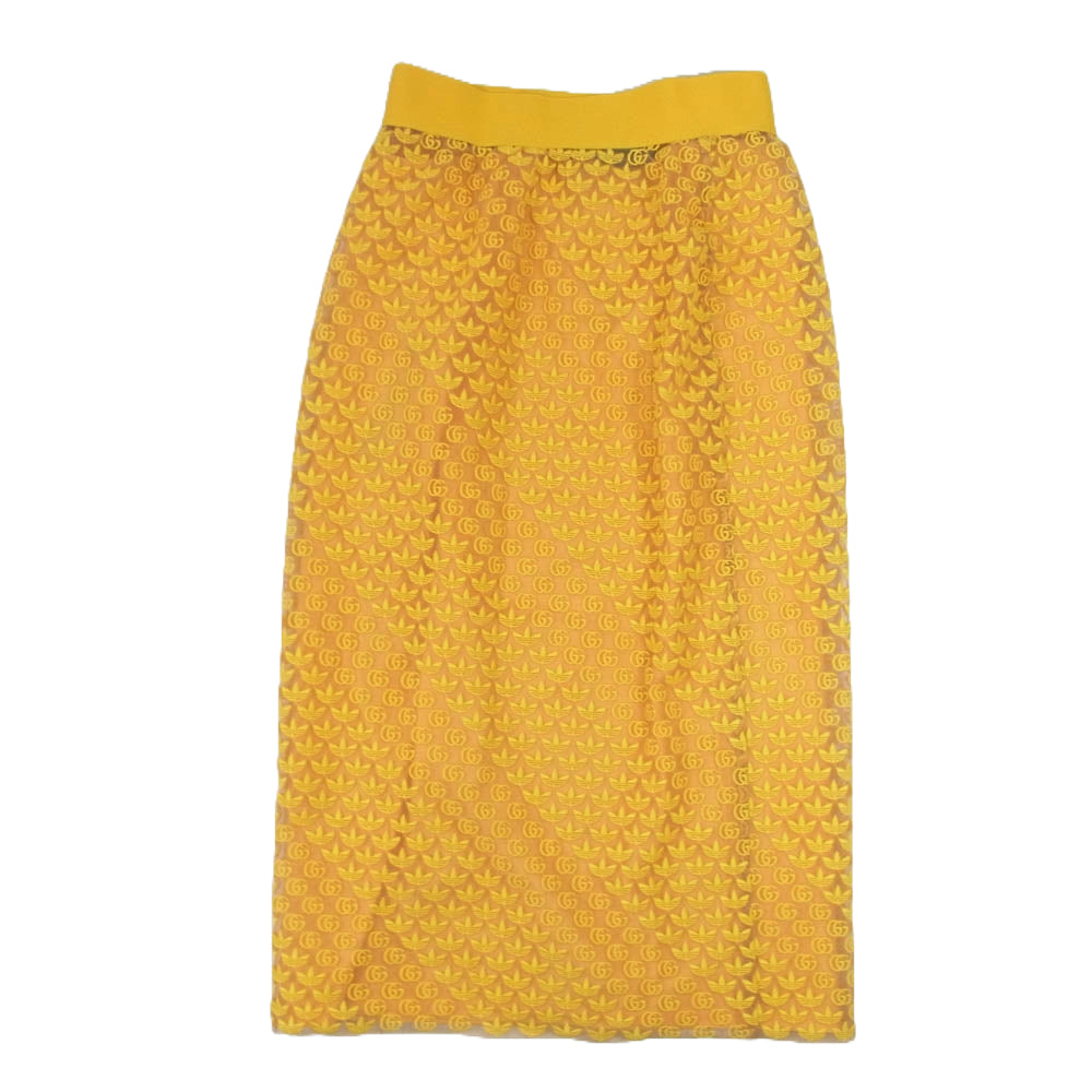 GUCCI グッチ 693449 XJECA 7456 × adidas GG Tulle Skirt チュール スカート イエロー系 XS【極上美品】【中古】