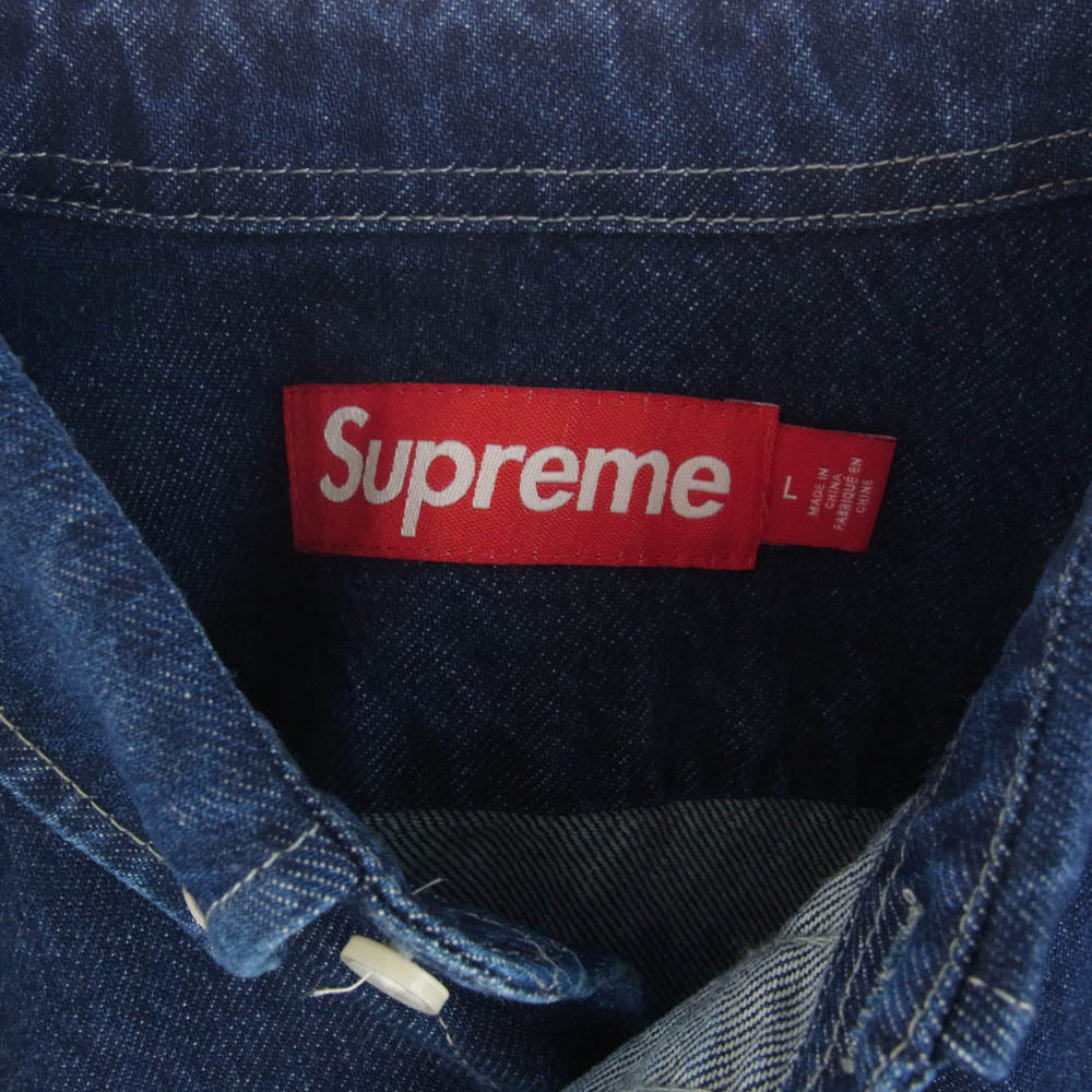 Supreme シュプリーム 24AW Small Box Shirt Rinsed Denim スモールボックス シャツ リンスド デニム インディゴブルー系 L【中古】