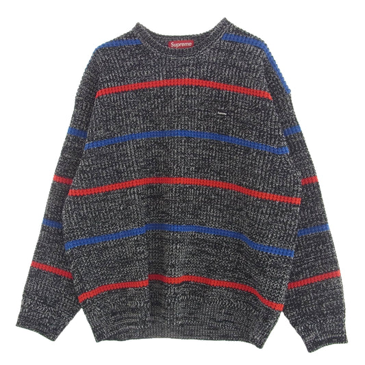 Supreme シュプリーム 24AW Waffle Small Box Sweater Stripe Melange ワッフル スモール ボックス セーター ストライプ メランジ ニット ブラック系 ブルー系 レッド系 XL【中古】
