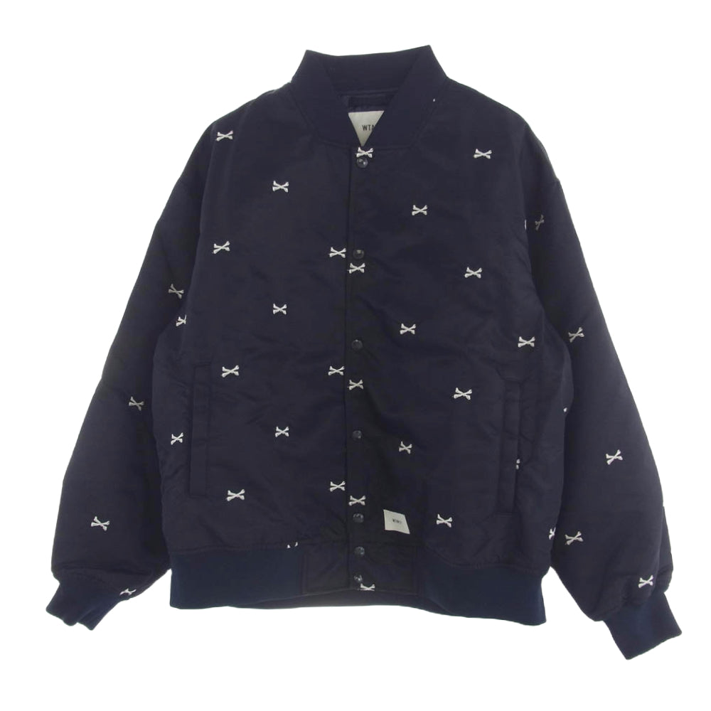 WTAPS ダブルタップス 22SS 221TQDT-JKM01 TEAM JACKET NYLON TWILL TEXTILE クロスボーン ナイロン チーム ジャケット ネイビー系 X 03【中古】