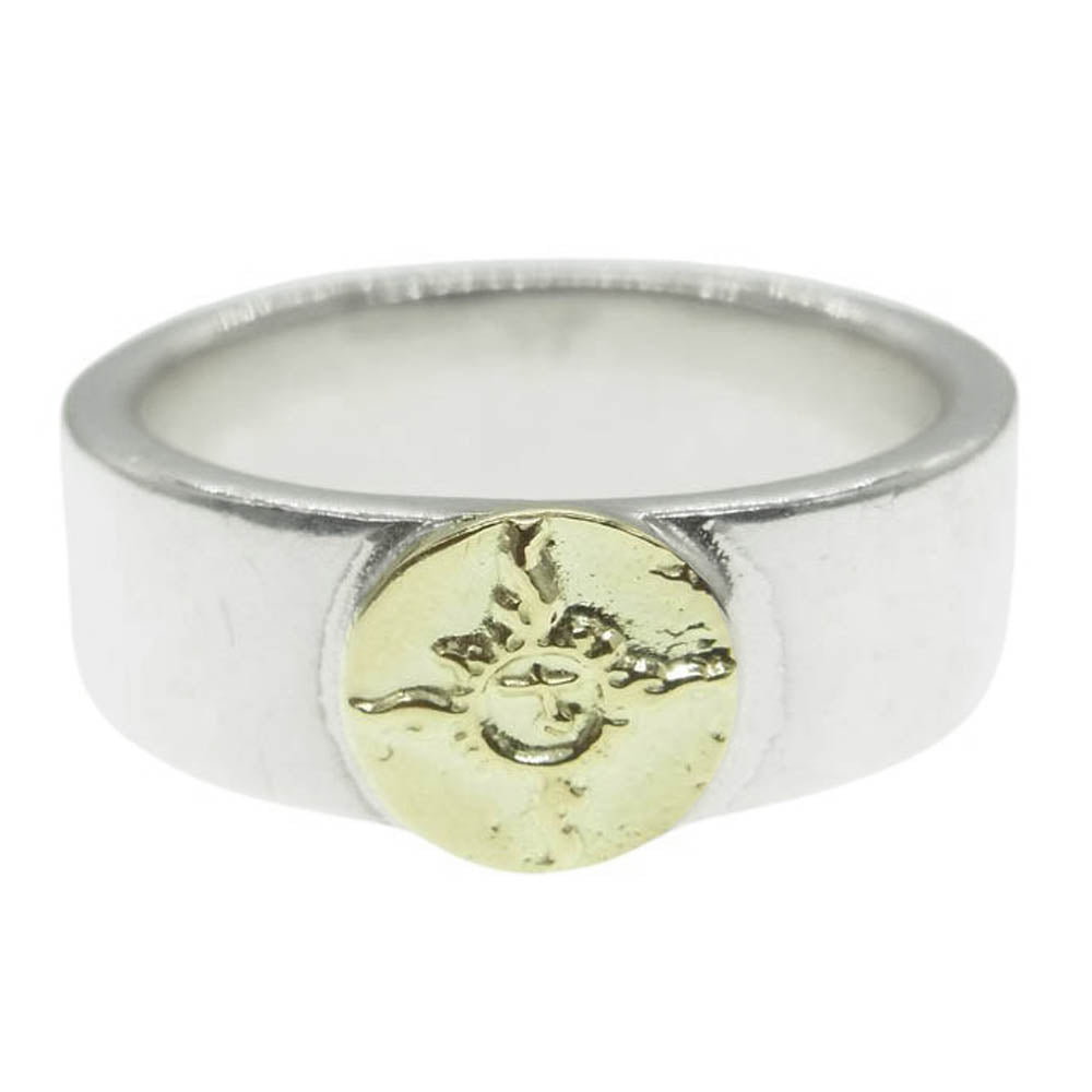 FIRST ARROW's ファーストアローズ R-001 K18付 8mm 平打ち プレーン リング シルバー系 ゴールド系 20号【中古】