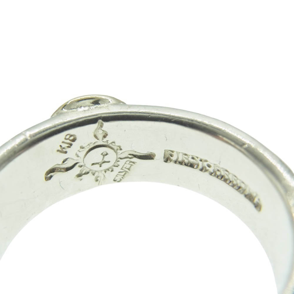 FIRST ARROW's ファーストアローズ R-001 K18付 8mm 平打ち プレーン リング シルバー系 ゴールド系 20号【中古】