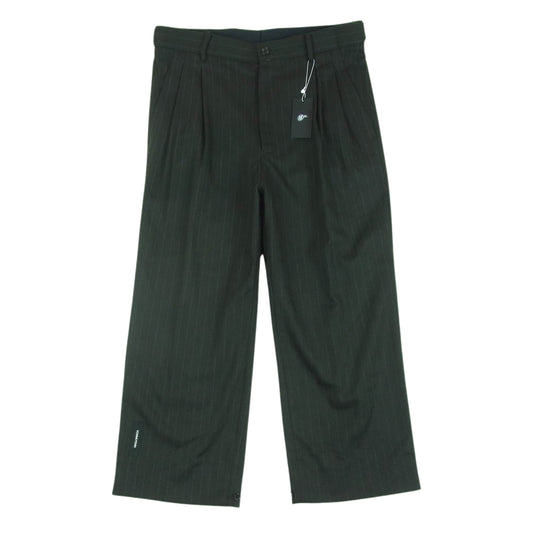 シュウ オム フェム 20SS H20ss-24 CHANGE SLACKS ストライプ柄 ストレート スラックス パンツ Green 2【新古品】【未使用】【中古】