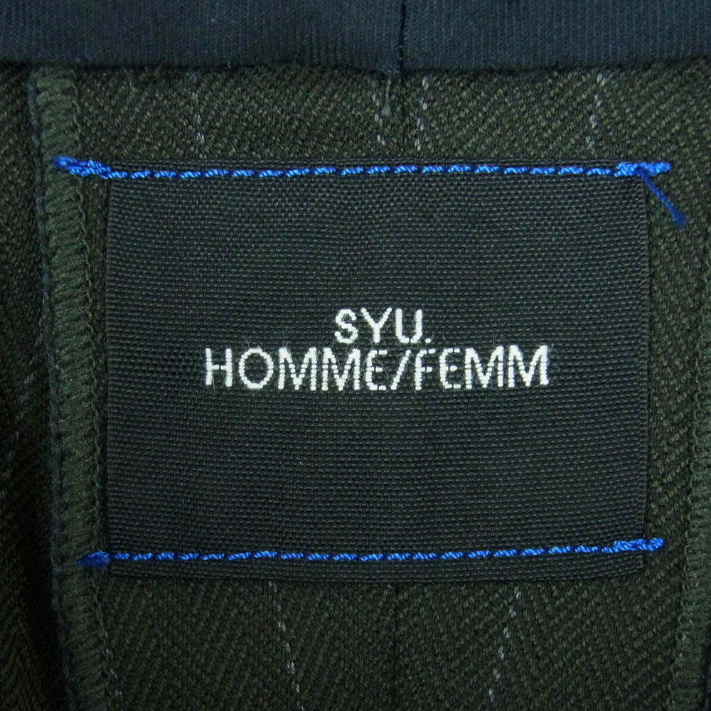 シュウ オム フェム 20SS H20ss-24 CHANGE SLACKS ストライプ柄 ストレート スラックス パンツ Green 2【新古品】【未使用】【中古】