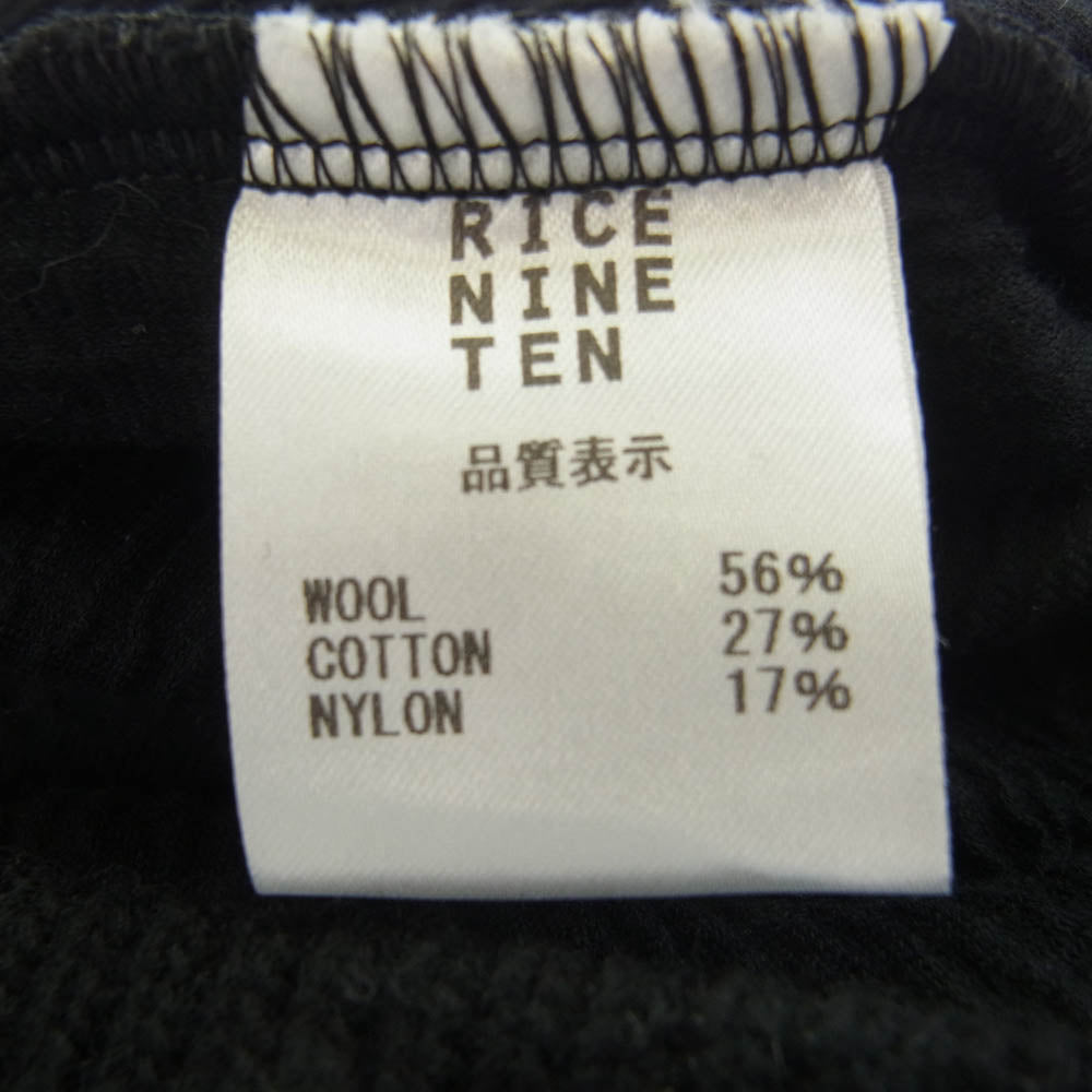 ライスナインテン COLLARED V NECK SWETER Vネック プルオーバー ニット セーター ブラック系 FREE【新古品】【未使用】【中古】