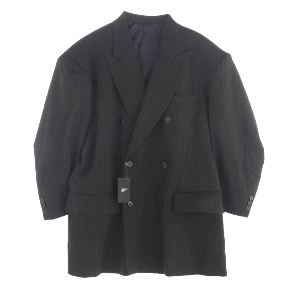 シュウ オム フェム 20SS H20ss-12 DOUBLE OVER JKT ストライプ柄 ダブル テーラード ジャケット カーキ系 2【新古品】【未使用】【中古】