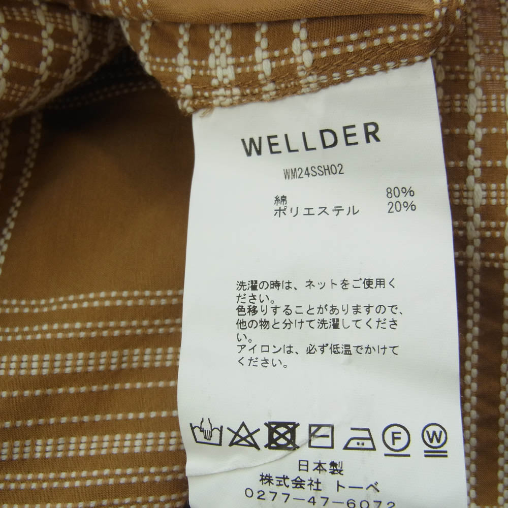ウェルダー 24SS WM24SSH02 Wide Silhouette Shirts チェック柄 ワイド シルエット シャツ 長袖 Khaki 3【新古品】【未使用】【中古】