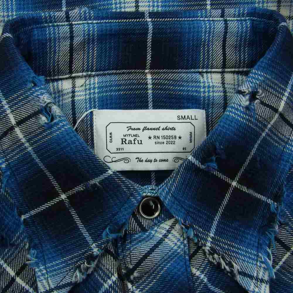 ラフ Rafu002 Western shirt ウエスタン チェック シャツ 長袖 スナップボタン BLUE S【新古品】【未使用】【中古】