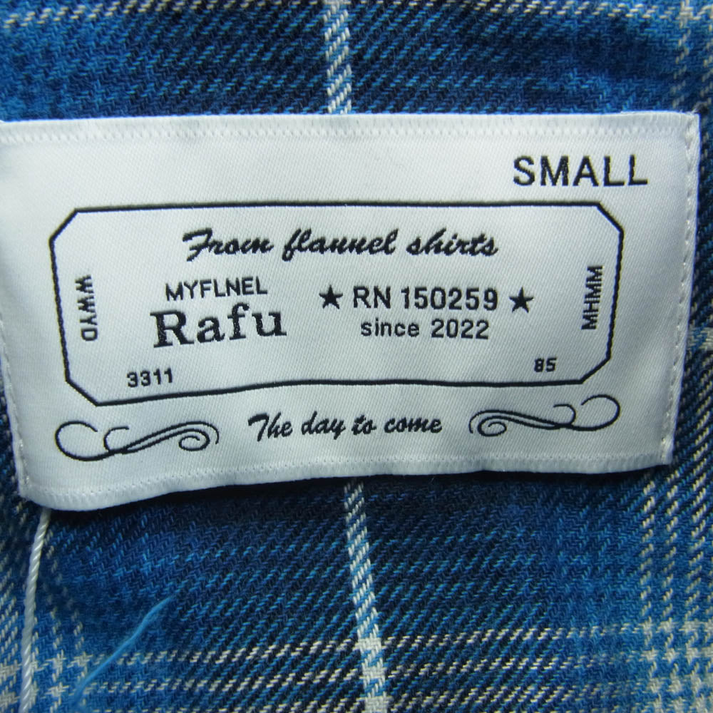 ラフ Rafu002 Western shirt ウエスタン チェック シャツ 長袖 スナップボタン BLUE S【新古品】【未使用】【中古】