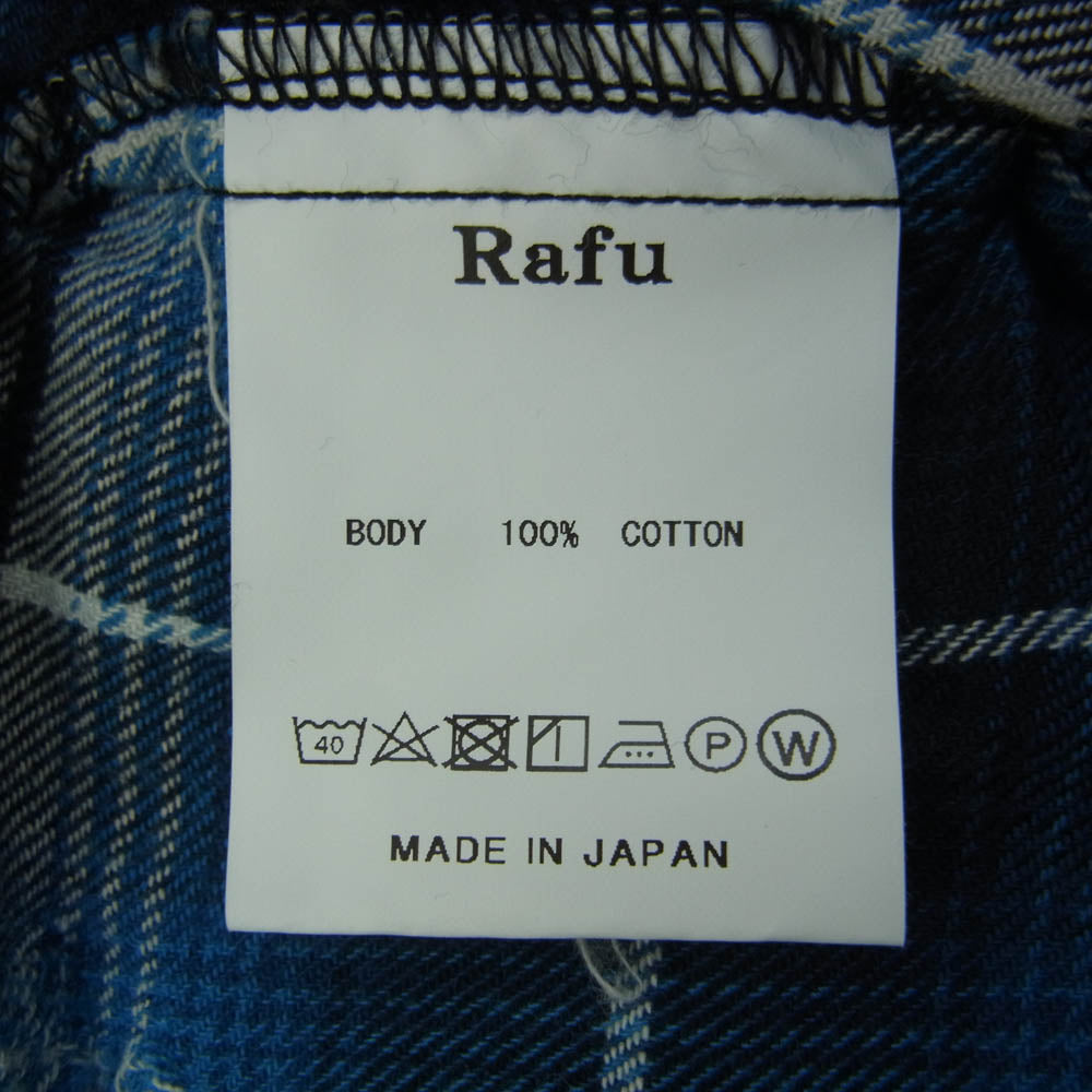 ラフ Rafu002 Western shirt ウエスタン チェック シャツ 長袖 スナップボタン BLUE S【新古品】【未使用】【中古】