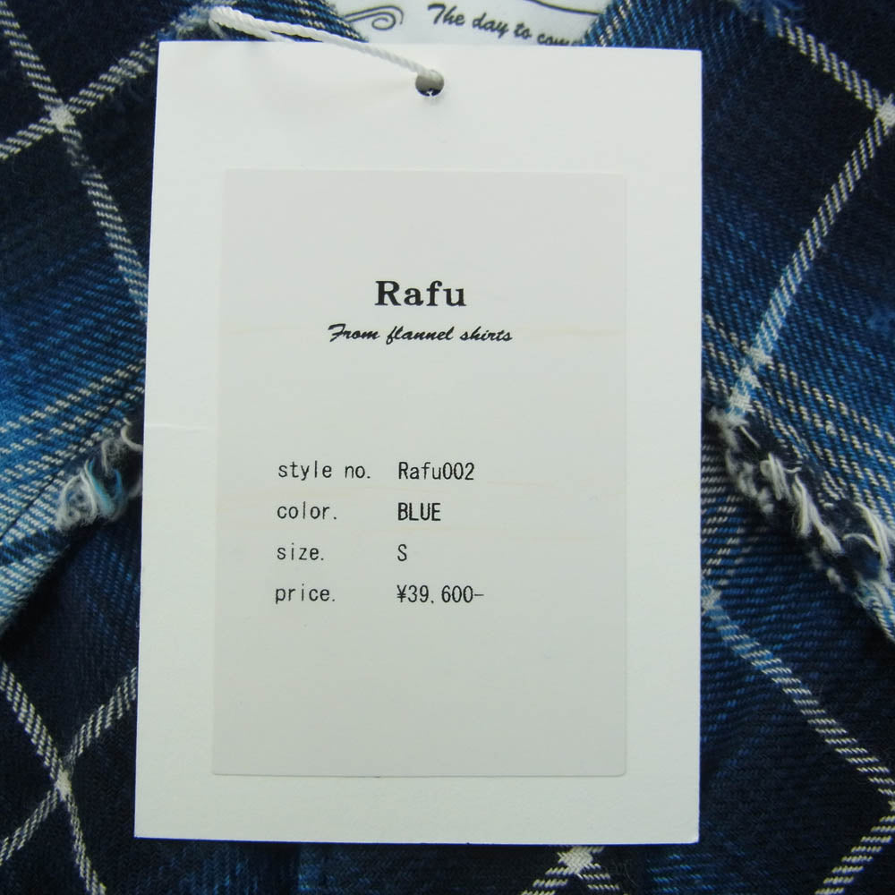 ラフ Rafu002 Western shirt ウエスタン チェック シャツ 長袖 スナップボタン BLUE S【新古品】【未使用】【中古】