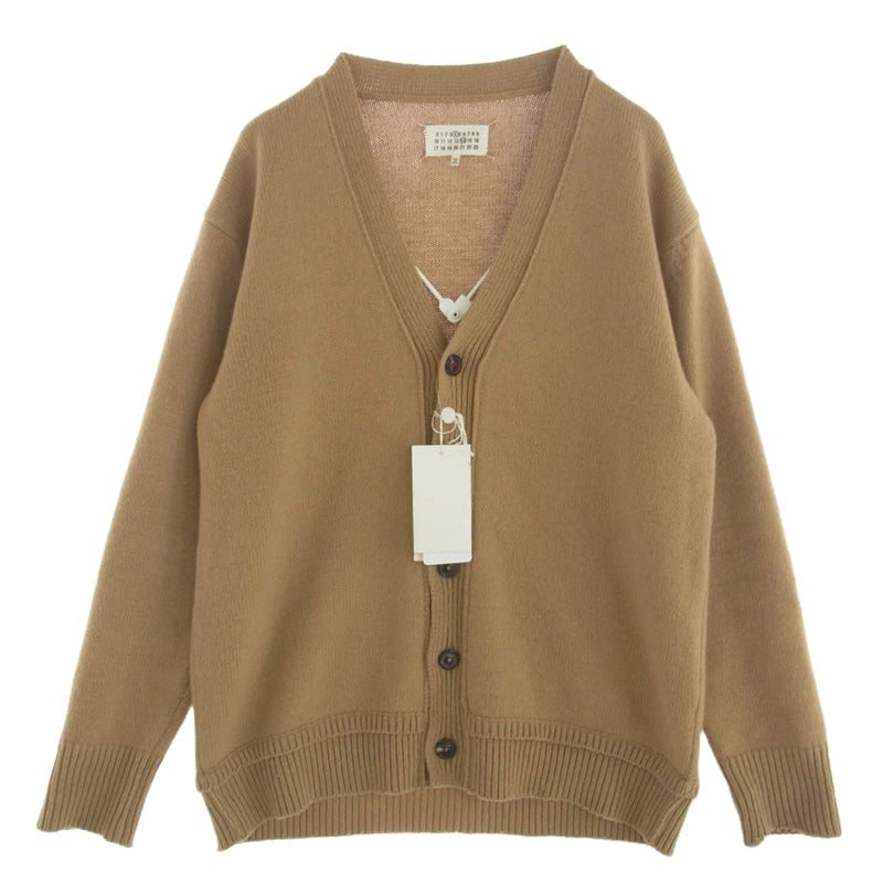MAISON MARGIELA メゾンマルジェラ 22AW SI1GP0003 S18064 4&14ライン 国内正規品 ELBOW PATCH CARDIGAN エルボー パッチ カーディガン ライトブラウン系 S【中古】