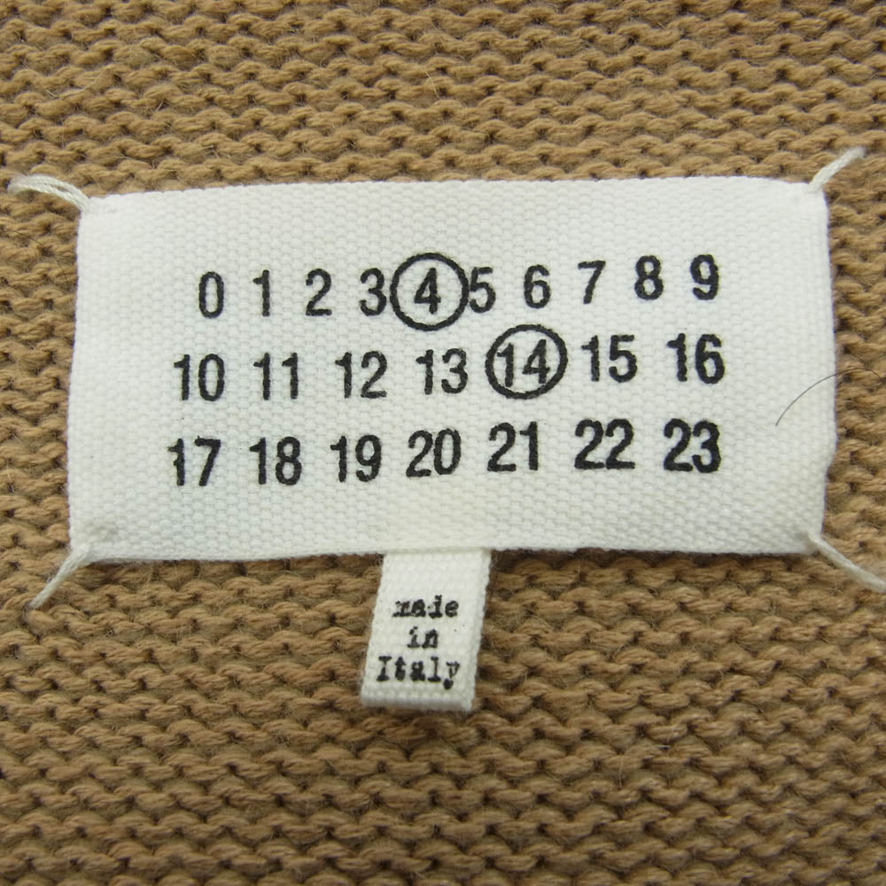 MAISON MARGIELA メゾンマルジェラ 22AW SI1GP0003 S18064 4&14ライン 国内正規品 ELBOW PATCH CARDIGAN エルボー パッチ カーディガン ライトブラウン系 S【中古】
