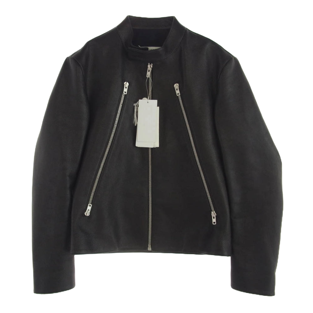 MAISON MARGIELA メゾンマルジェラ 21SS S50AM0512 SY1273 14ライン 国内正規品 ハの字 八の字 ジップ ゴートレザー シングルライダース ジャケット ブラック系 46【中古】