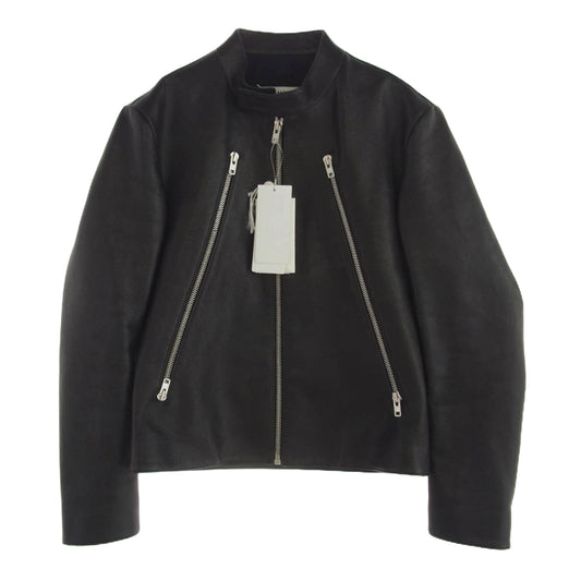 MAISON MARGIELA メゾンマルジェラ 21SS S50AM0512 SY1273 14ライン 国内正規品 ハの字 八の字 ジップ ゴートレザー シングルライダース ジャケット ブラック系 46【中古】
