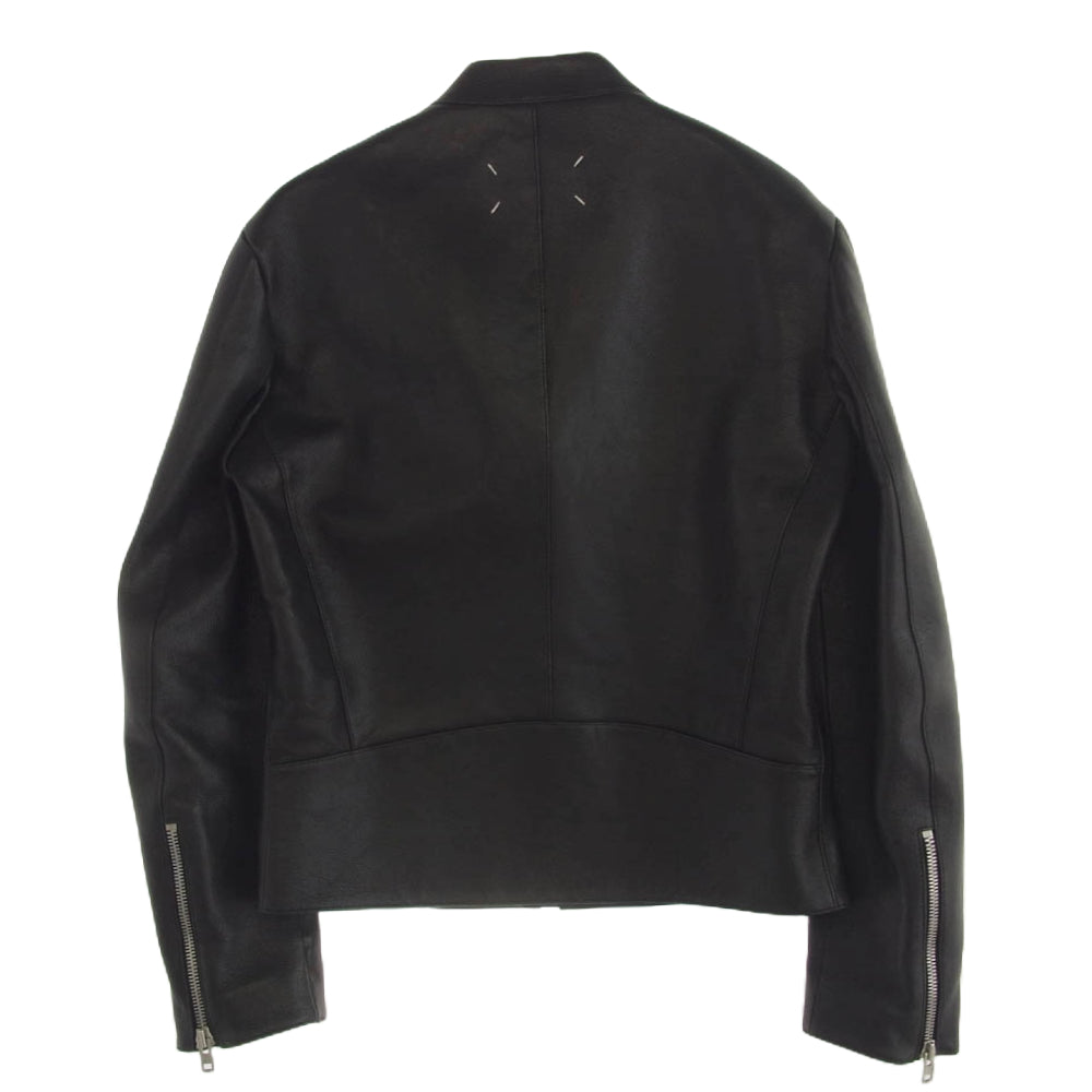 MAISON MARGIELA メゾンマルジェラ 21SS S50AM0512 SY1273 14ライン 国内正規品 ハの字 八の字 ジップ ゴートレザー シングルライダース ジャケット ブラック系 46【中古】