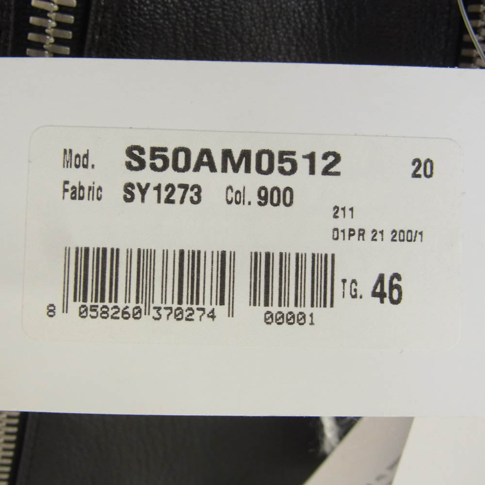 MAISON MARGIELA メゾンマルジェラ 21SS S50AM0512 SY1273 14ライン 国内正規品 ハの字 八の字 ジップ ゴートレザー シングルライダース ジャケット ブラック系 46【中古】