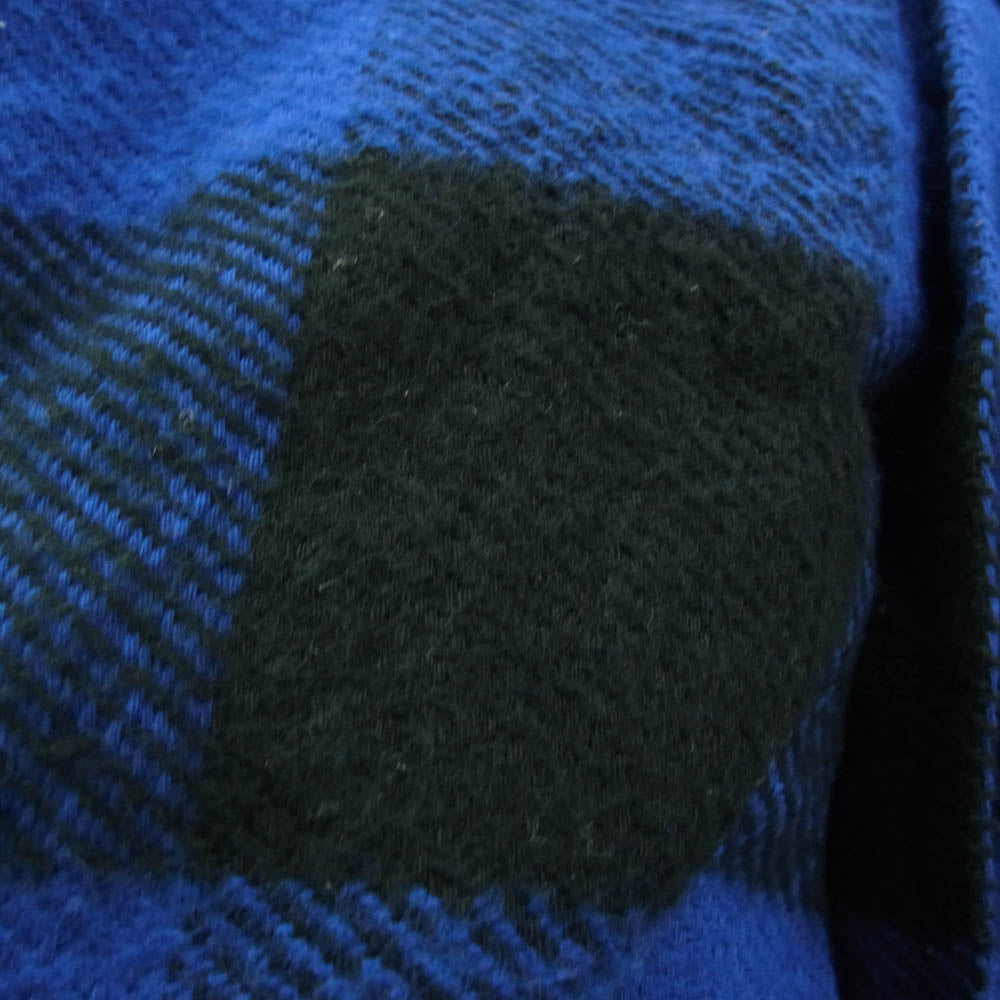 WACKO MARIA ワコマリア 24SS BLOCK CHECK FLANNEL SHIRT ロゴ刺繍 ブロックチェック フランネル シャツ ブラック系 ブルー系 L【中古】