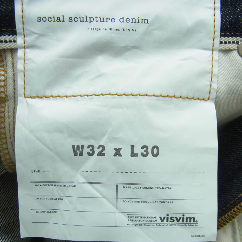 VISVIM ビズビム 19SS 0119105005009 SOCIAL SCULPTURE 04 UNWASHED ソーシャル スカルプチャー デニム パンツ インディゴブルー系 W32 L30【極上美品】【中古】