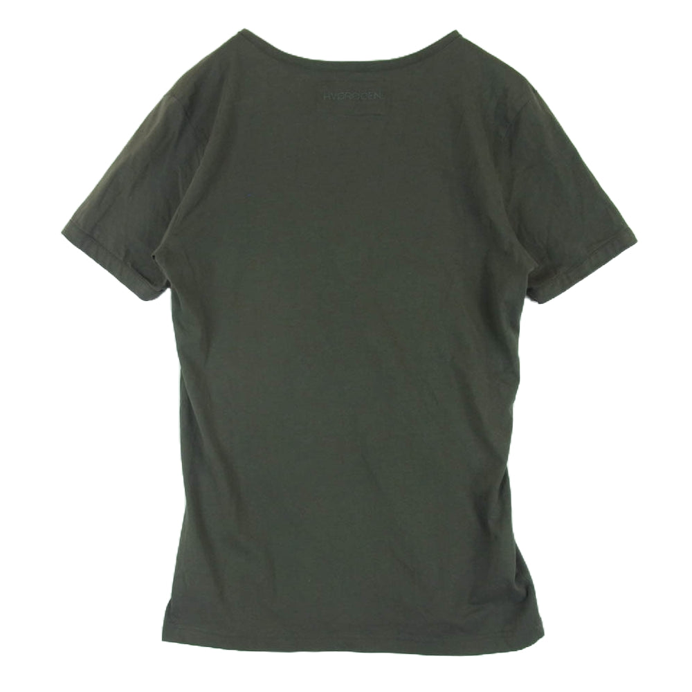 HYDROGEN ハイドロゲン 160611 ヘンリーネック Vネック Ｔシャツ 半袖 カットソー グレー系 164 MILITARY GREEN S【美品】【中古】