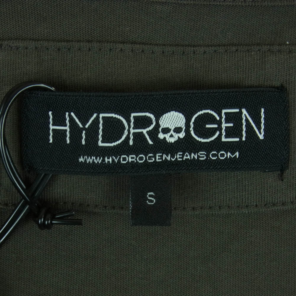 HYDROGEN ハイドロゲン 160611 ヘンリーネック Vネック Ｔシャツ 半袖 カットソー グレー系 164 MILITARY GREEN S【美品】【中古】