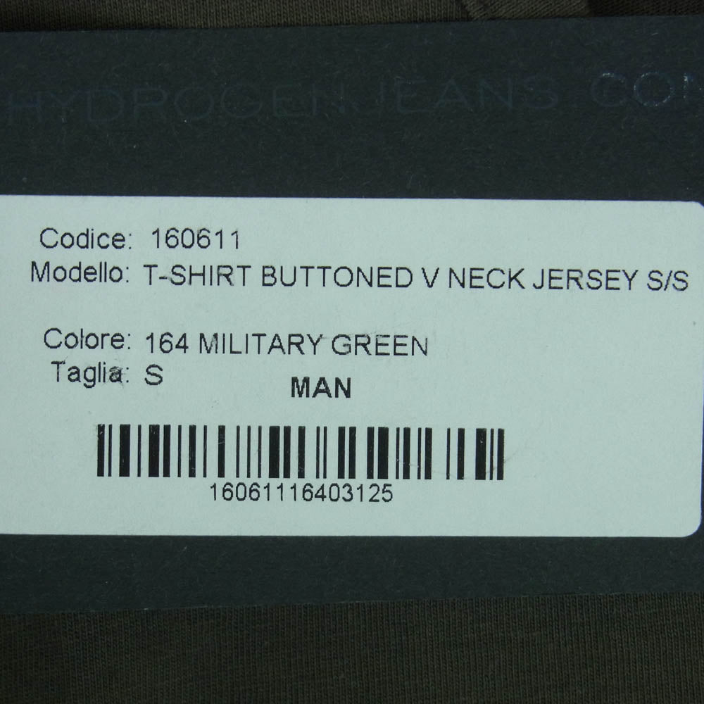 HYDROGEN ハイドロゲン 160611 ヘンリーネック Vネック Ｔシャツ 半袖 カットソー グレー系 164 MILITARY GREEN S【美品】【中古】