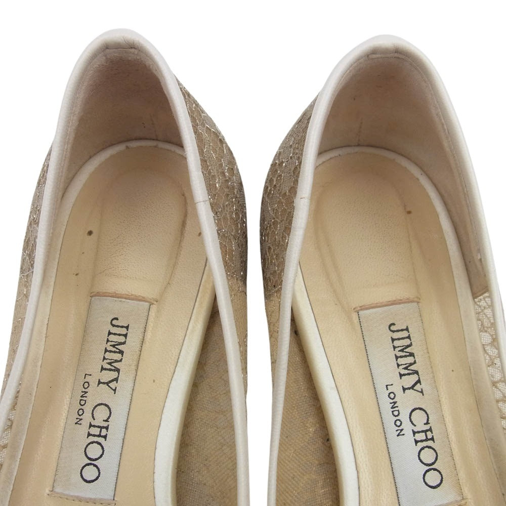 JIMMY CHOO ジミーチュウ レース パンプス ホワイト系 35.5【中古】