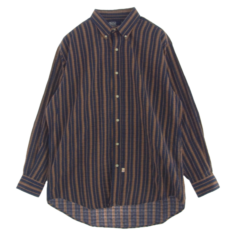 POLO RALPH LAUREN ポロ・ラルフローレン ストライプ コットン 長袖 シャツ L【中古】
