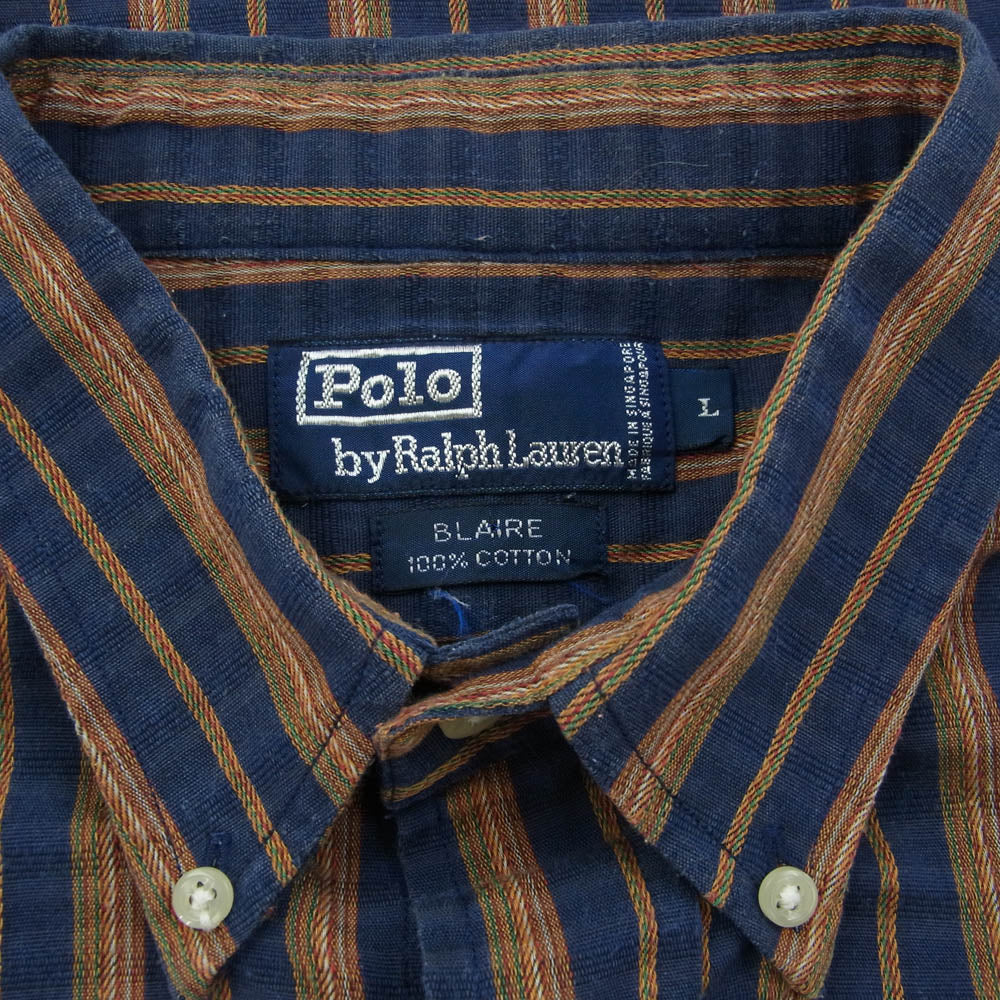 POLO RALPH LAUREN ポロ・ラルフローレン ストライプ コットン 長袖 シャツ L【中古】