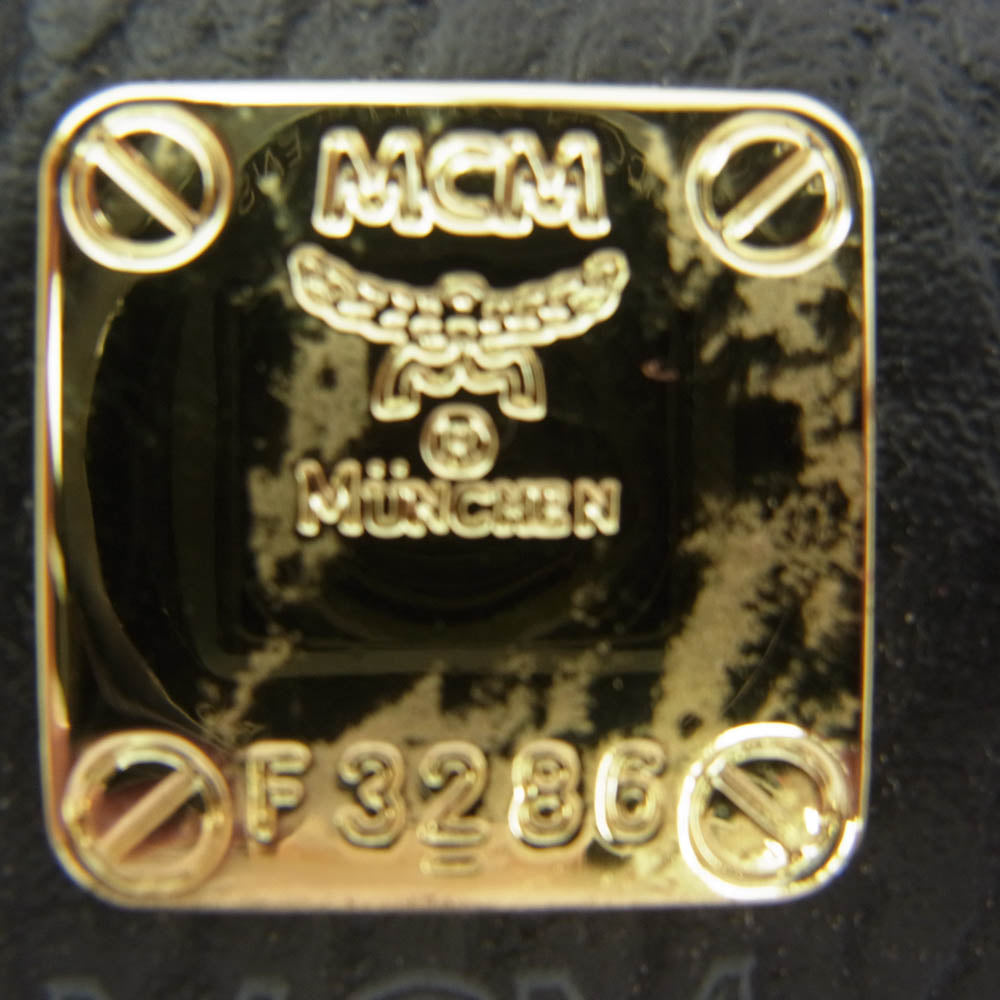 MCM エム・シー・エム ヴィセトス柄 ミニ ボストン バッグ ショルダー バッグ ストラップ付属 ブラック系【中古】