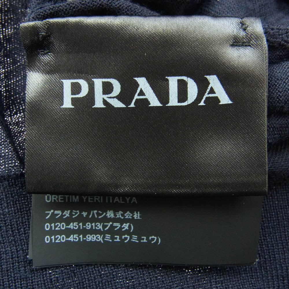 PRADA プラダ 23AW ロゴ刺繍 ニット セーター ネイビー系 50【中古】