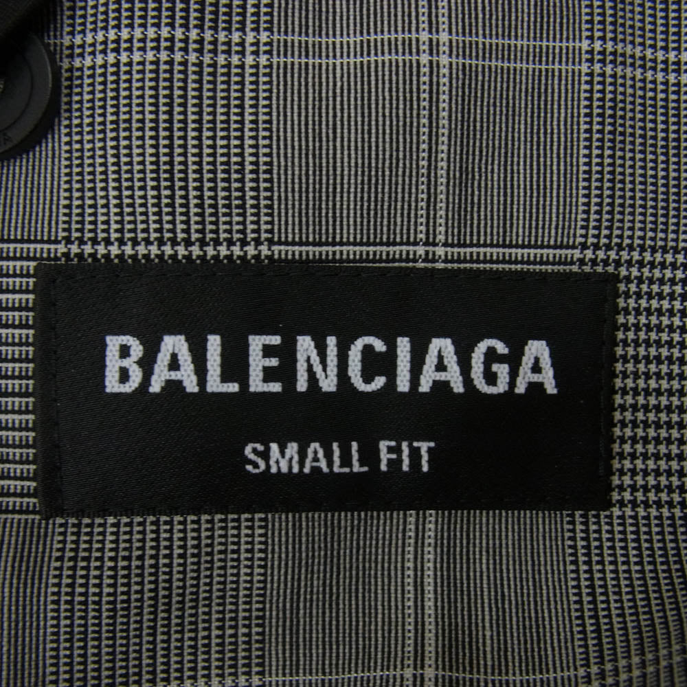 BALENCIAGA バレンシアガ ダブルブレスト テーラード ジャケット チェック柄 ブラック系 44【中古】