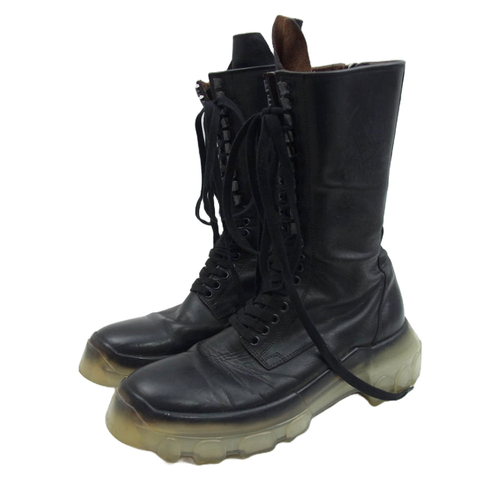 Rick Owens リックオウエンス Clear Sole Lace Up Tractor Boots クリア ソール レース アップ トラクター ブーツ サイドジップ ブラック系 42【中古】