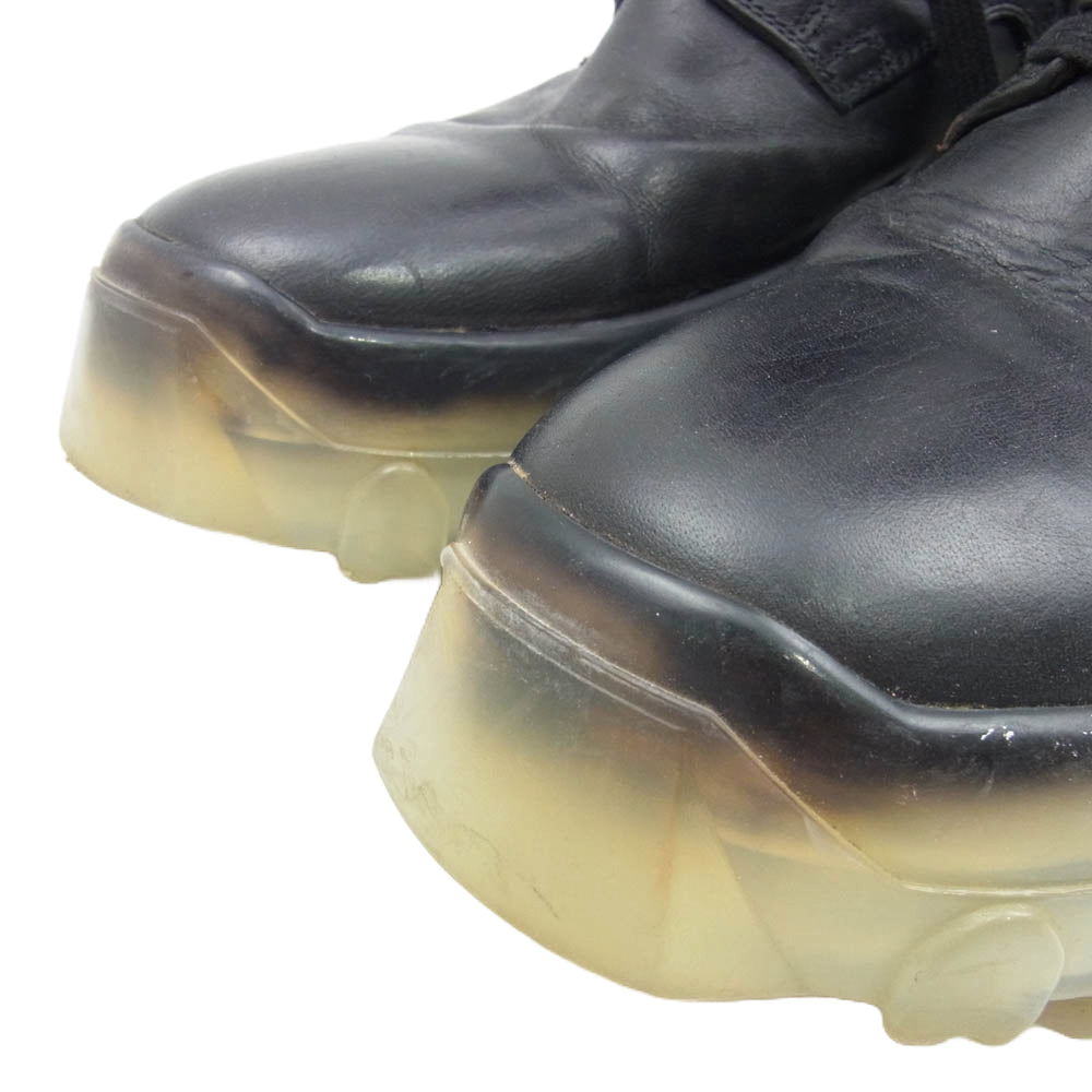 Rick Owens リックオウエンス Clear Sole Lace Up Tractor Boots クリア ソール レース アップ トラクター ブーツ サイドジップ ブラック系 42【中古】