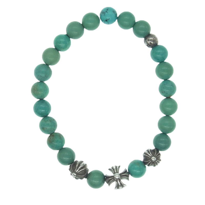 CHROME HEARTS クロムハーツ（原本無） BEAD Bracelet Turquoise 8mm クロスボール ターコイズ シルバー ビーズ ブレスレット シルバー系 ライトブルー系【中古】