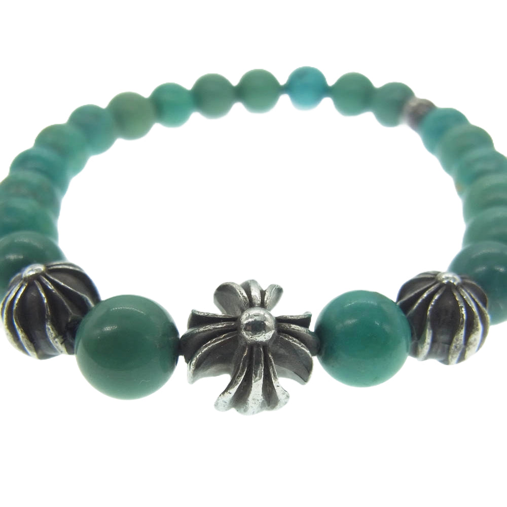 CHROME HEARTS クロムハーツ（原本無） BEAD Bracelet Turquoise 8mm クロスボール ターコイズ シルバー ビーズ ブレスレット シルバー系 ライトブルー系【中古】