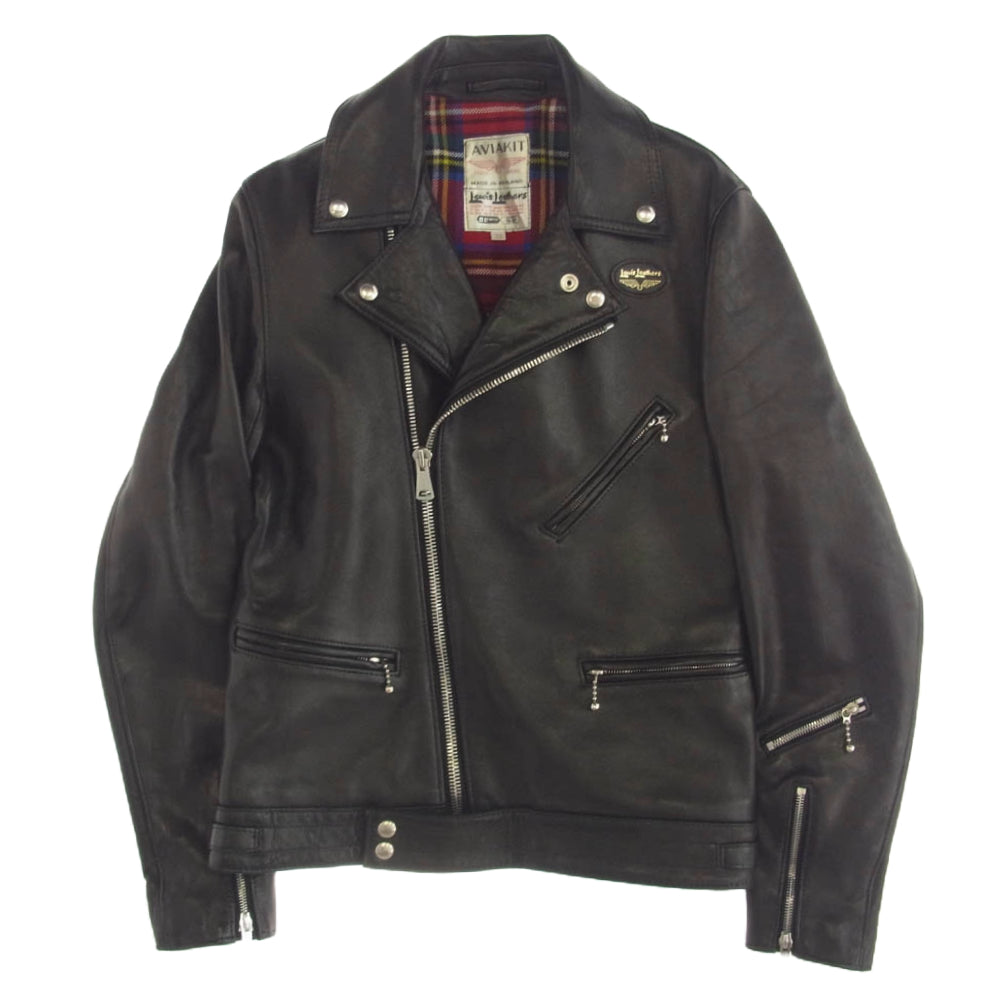 Lewis Leathers ルイスレザー 441TR CYCLONE JACKET ラットランドシープ タータンチェック サイクロン ダブル ライダース ジャケット ブラック系 38【中古】
