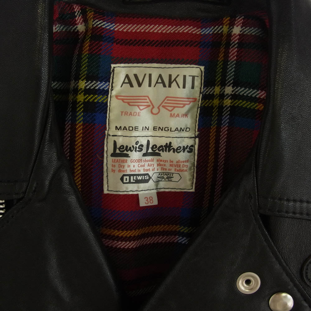 Lewis Leathers ルイスレザー 441TR CYCLONE JACKET ラットランドシープ タータンチェック サイクロン ダブル ライダース ジャケット ブラック系 38【中古】
