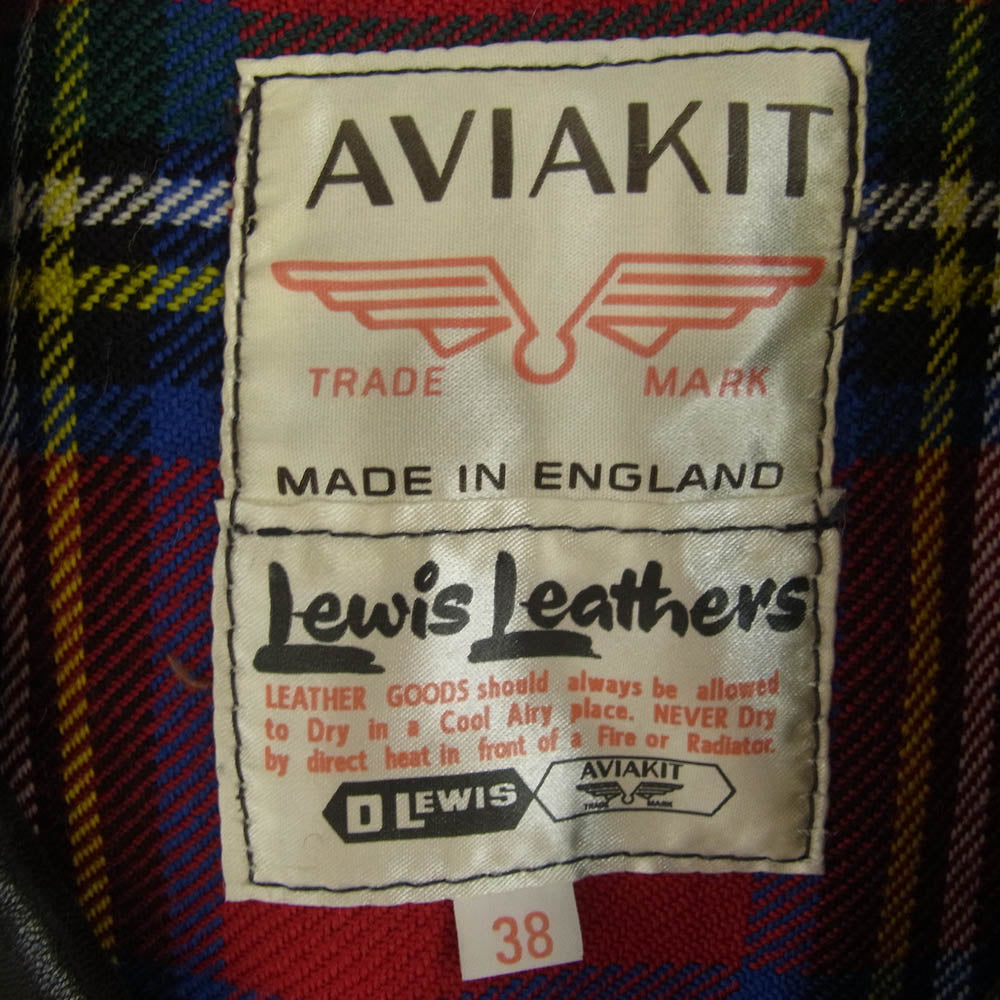 Lewis Leathers ルイスレザー 441TR CYCLONE JACKET ラットランドシープ タータンチェック サイクロン ダブル ライダース ジャケット ブラック系 38【中古】