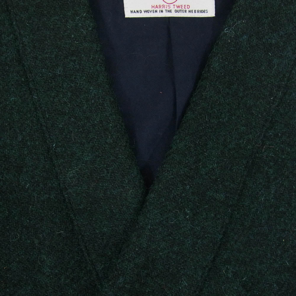ミツミネ × Harris Tweed ウール ダブル ベスト グリーン系 L【中古】