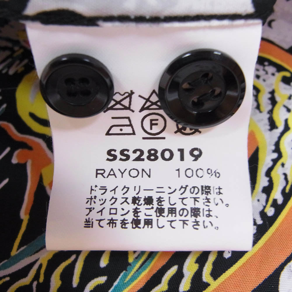 SUN SURF サンサーフ SS28019 UKULELE MELODY L/S RAYON HAWAIIAN SHIRT 洋柄 長袖 アロハ ハワイアン シャツ ブラック系 L【中古】